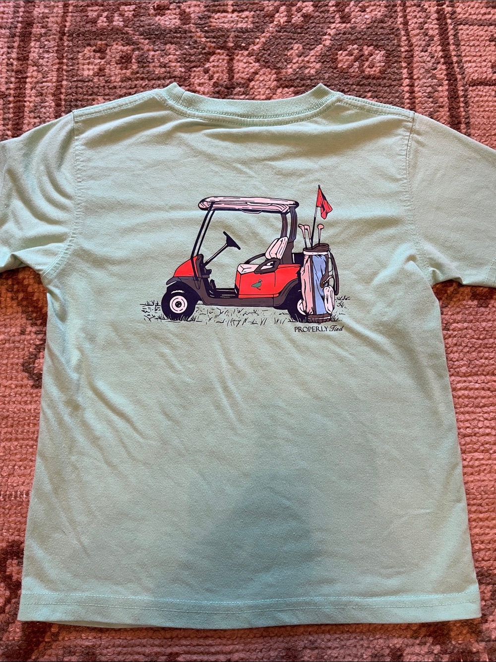 Properly Tied Boys Pocket Tee SS Golf Cart Soft Green